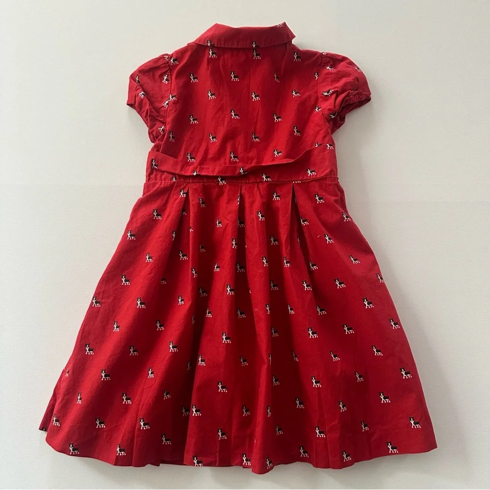 Janie and Jack 3T Toddler Girl Red Dress Dog Print
